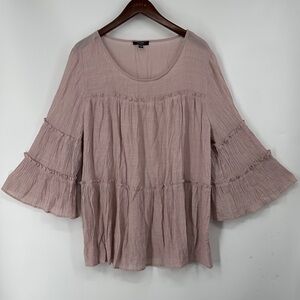 Cocomo Dusty Pink Ruffle Sleeve Blouse
